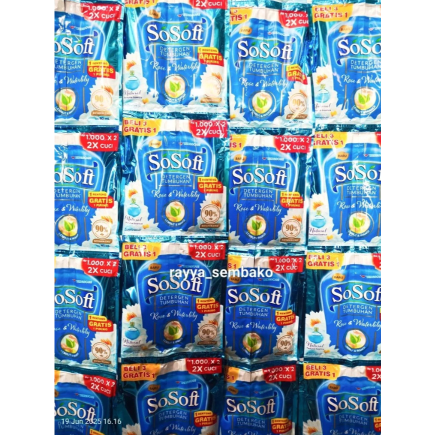 Sosoft Deterjen Cair Sachet 16 Sachet 80ml