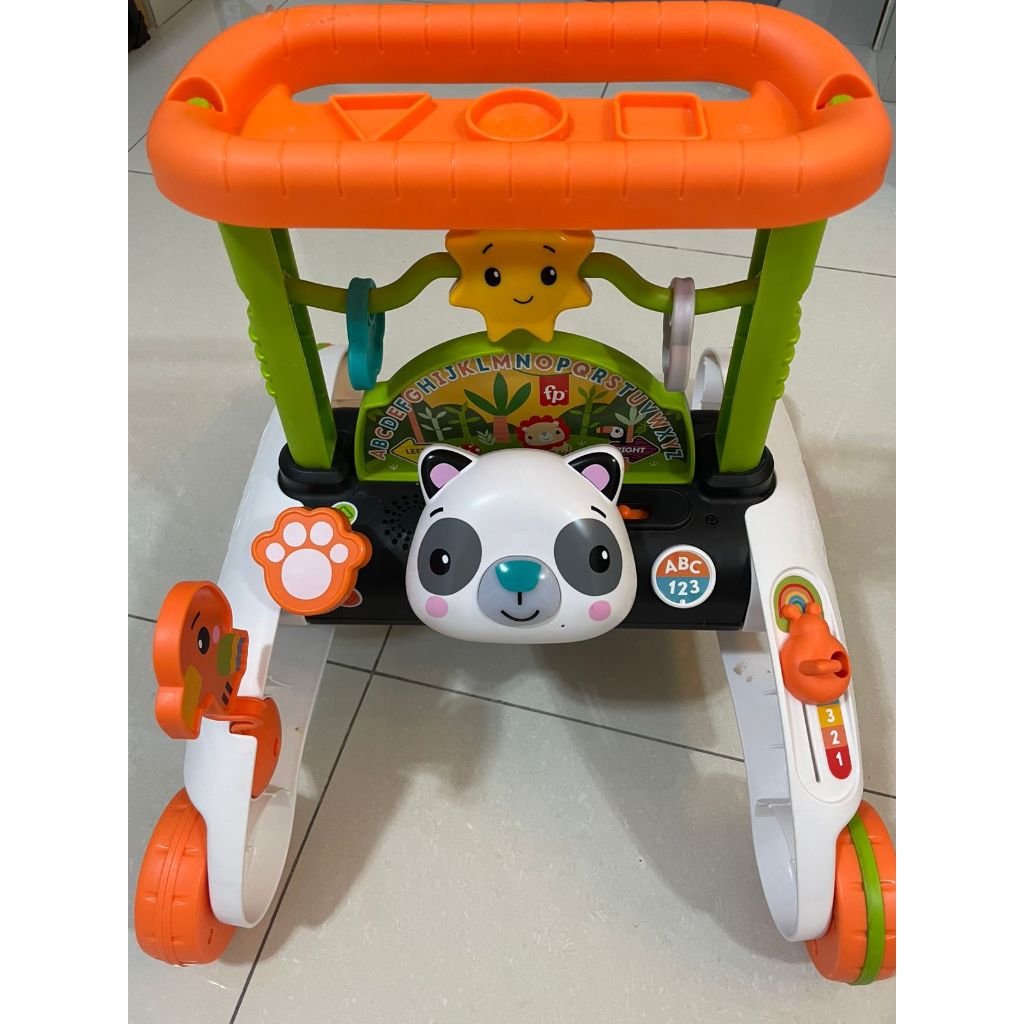Preloved Like New - Fisher Price 2 Sides Steady Speed PANDA Baby Push Walker 6 months+ Alat Belajar 