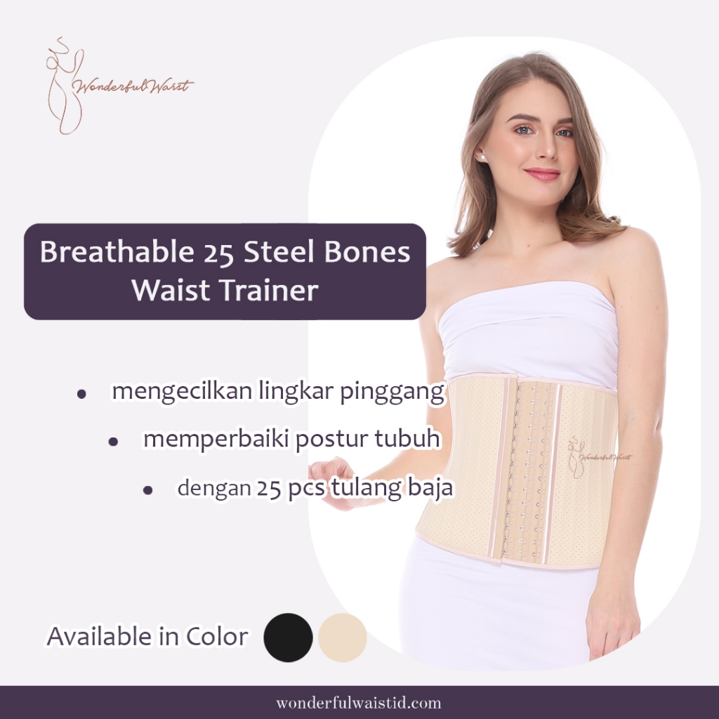 Korset pinggang 25 tulang / breathable corset / korset melahirkan / korset perut / korset langsing