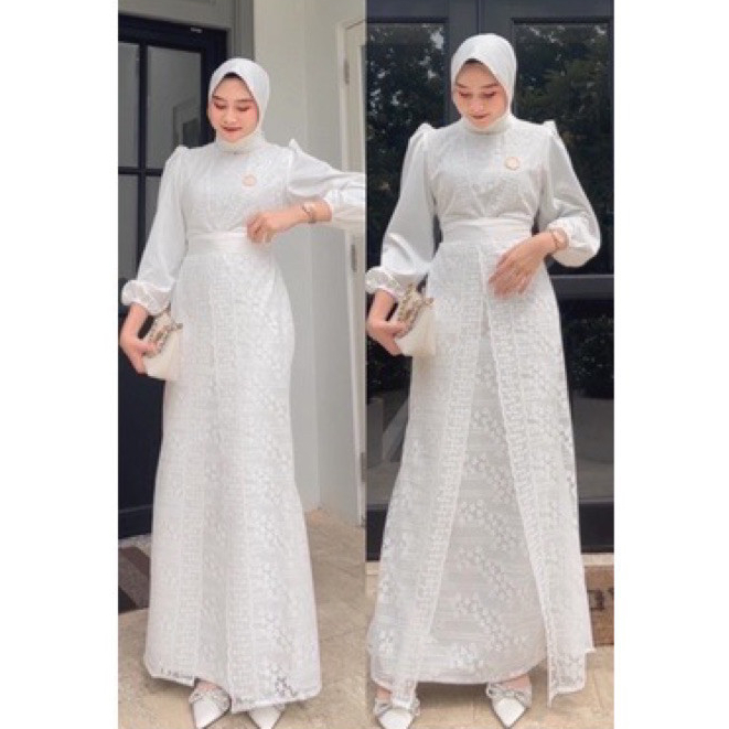 [𝐏𝐚𝐝𝐮 𝐃𝐫𝐞𝐬𝐬] Maxi Dress Gamis Remaja Warna Putih – Fashion Muslim Kekinian untuk Pesta & Lebaran