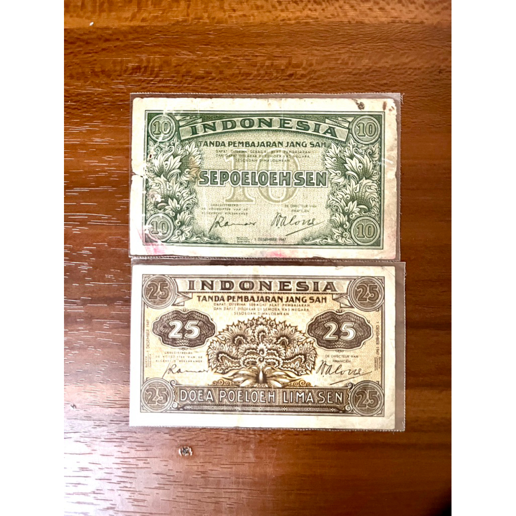 Uang Kertas 10 Sen dan 25 Sen Tahun 1947 Seri Federal II Koleksi Kuno