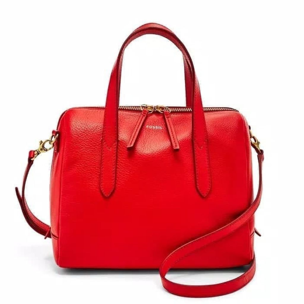 tasFossil Sydney Satchel Med brick red n