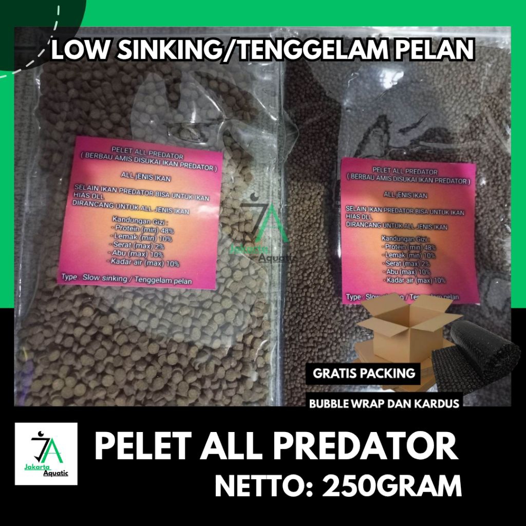 Pelet All predator 250 gram / Pelet louhan / peletchana / pelet pbass / pelet oscar / Pelet arwana /