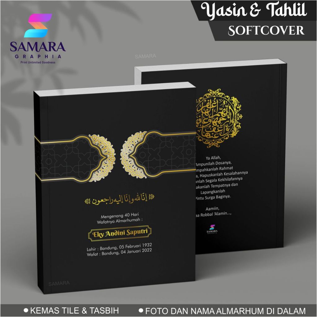 Buku Yasin dan tahlil custom Souvenir tahlilan lengkap foto almarhum 40 hari 100 1000 hari ROSE 7