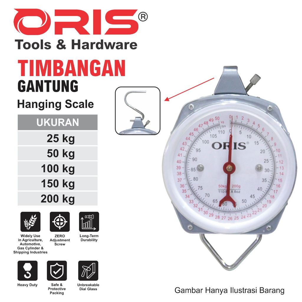 TIMBANGAN GANTUNG / HANGING SCALE / TIMBANGAN GANTUNG JARUM / TIMBANGAN GANTUNG MANUAL MERK ORIS