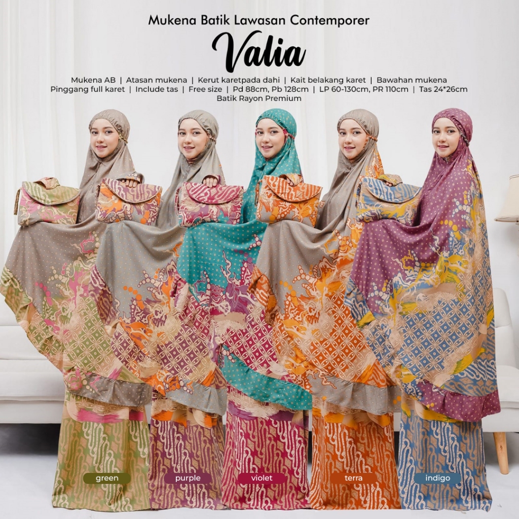 FJ Mukena AB VALIA / Rukuh Telekung Atas Bawah Batik Rayon Premium / Perlengkapan Ibadah Sholat / Fa