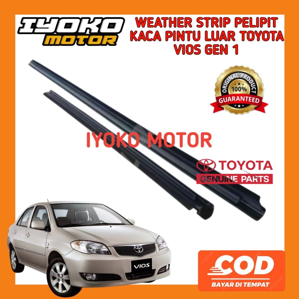 KARET PELIPIT KACA PINTU LUAR TOYOTA VIOS GEN 1