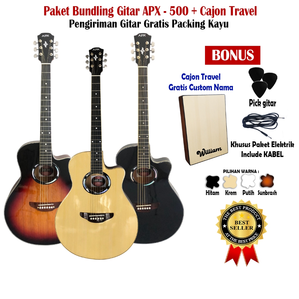 Gitar akustik APX500 Bonus Kajon Travel