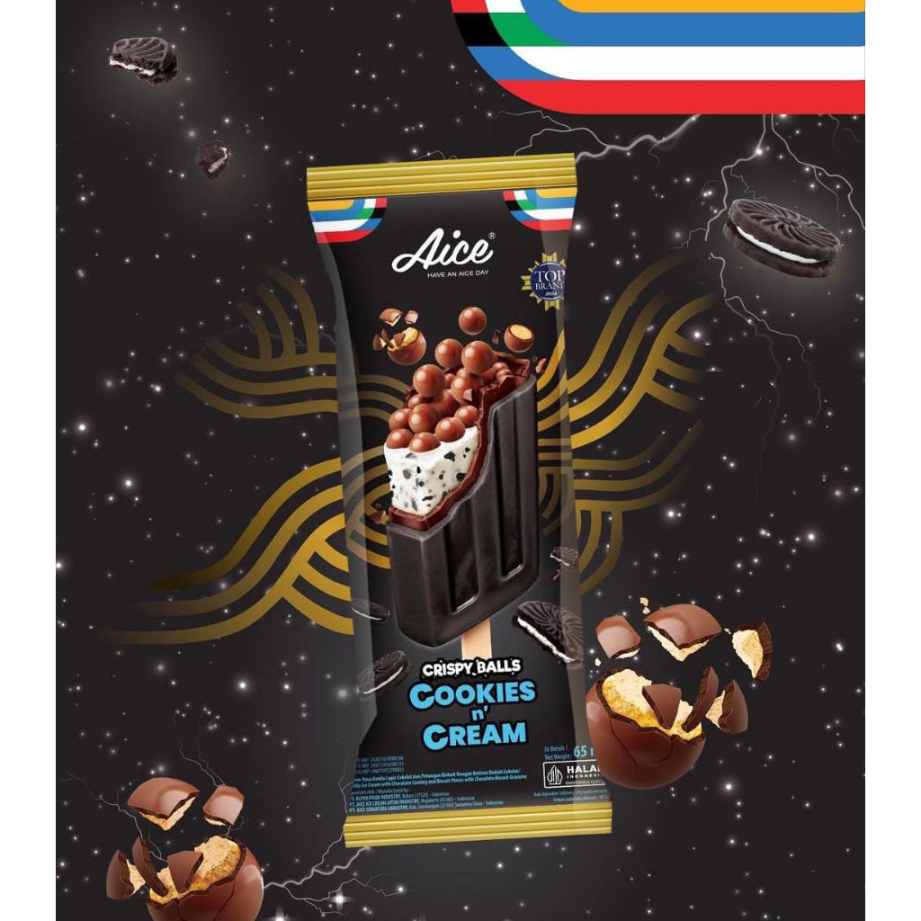 Es Krim AICE Crispy Balls Cookies and Cream