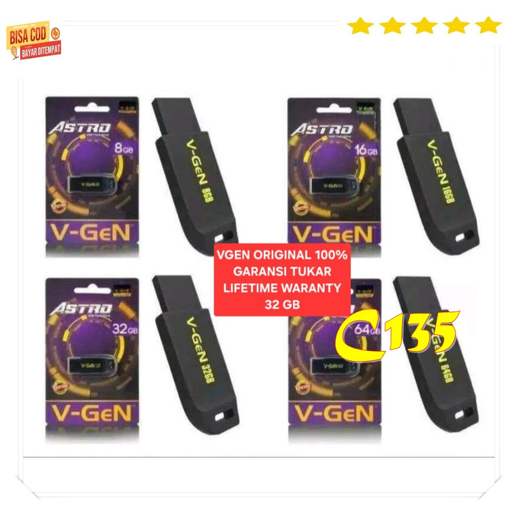 C135 100% ORI FLASH DISC ASTRO USB DRIVE ASLI VGEN V-GEN 32 GB 32GB GARANSI TUKAR SEUMUR HIDUP FD ME