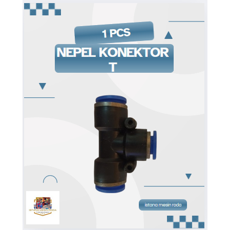 Fitting nepel angin pneumatic T 8mm - konektor angin pneumatic model T 8mm