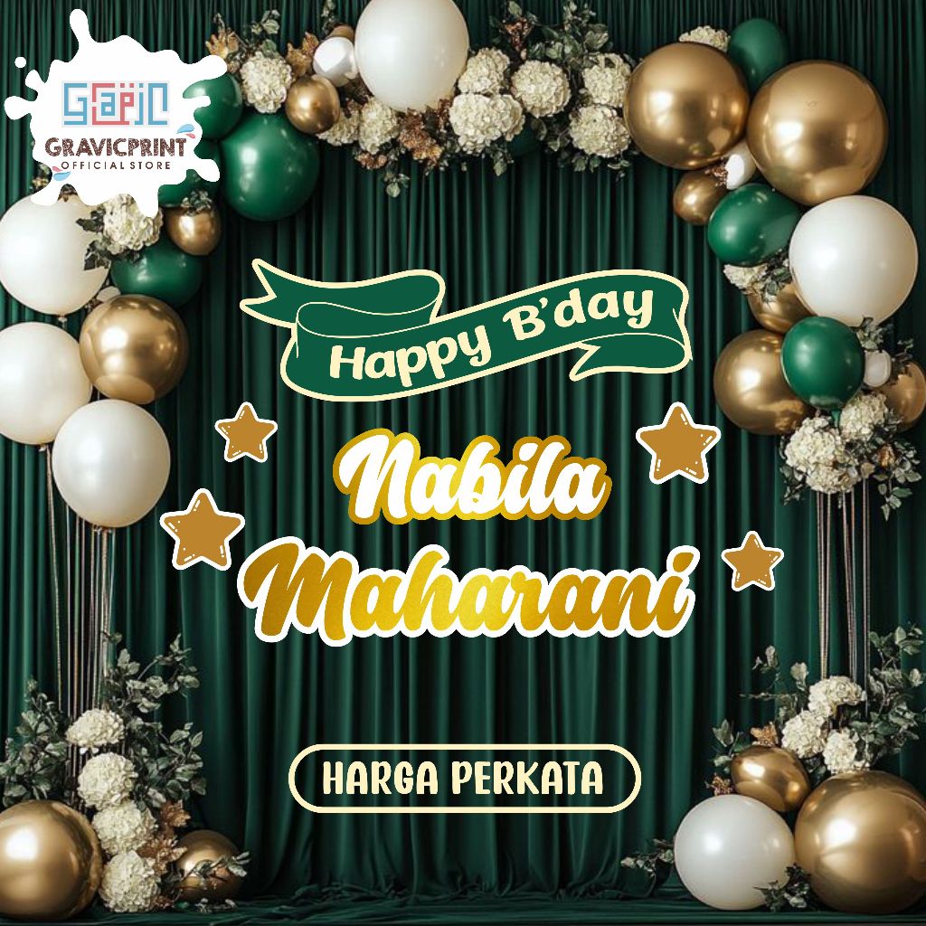 Tulisan Nama Dekorasi I Backdrop Birthday I Engagement | Wedding | Tasyakuran Aqiqah | Baby Shower