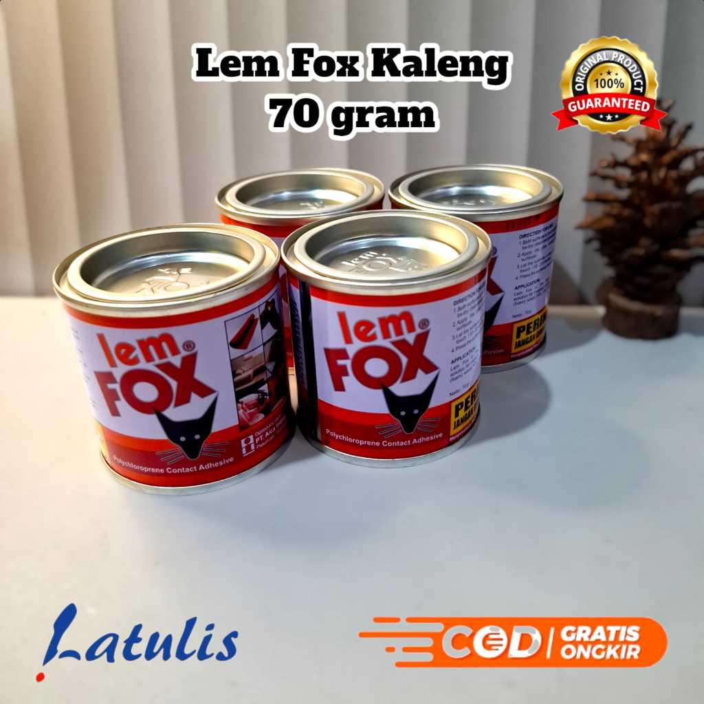 Lem Fox Kaleng 70cc/lem serbaguna/lem fox kuning kaleng 70 gr/fox kaleng kecil/lem aibon