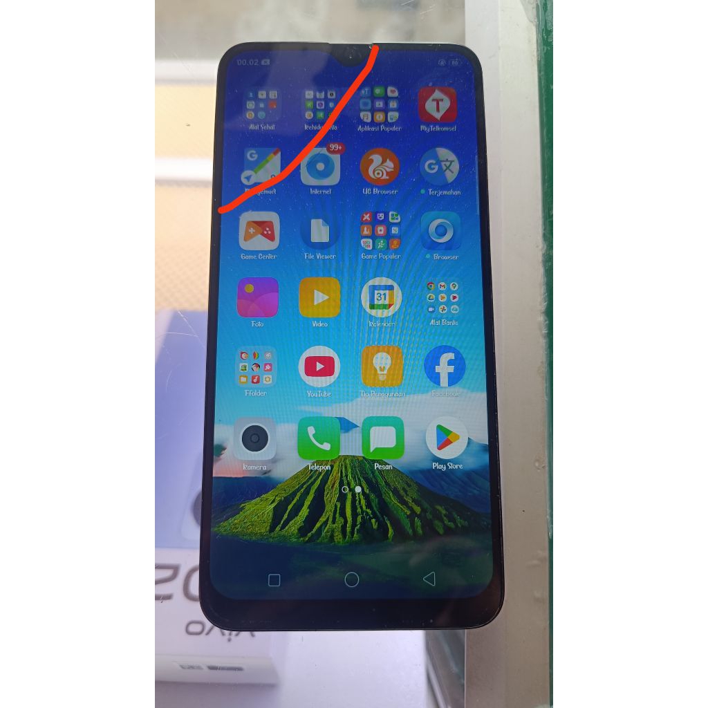 Lcd bekas A12, A7, A5S  layak pakai retak sehelai