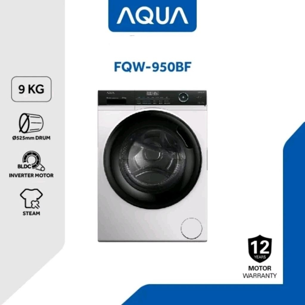 Mesin Cuci AQUA Super Inverter 9kg FQW-950BF | Front loading FQW950BF FQW950 BF 9 kg