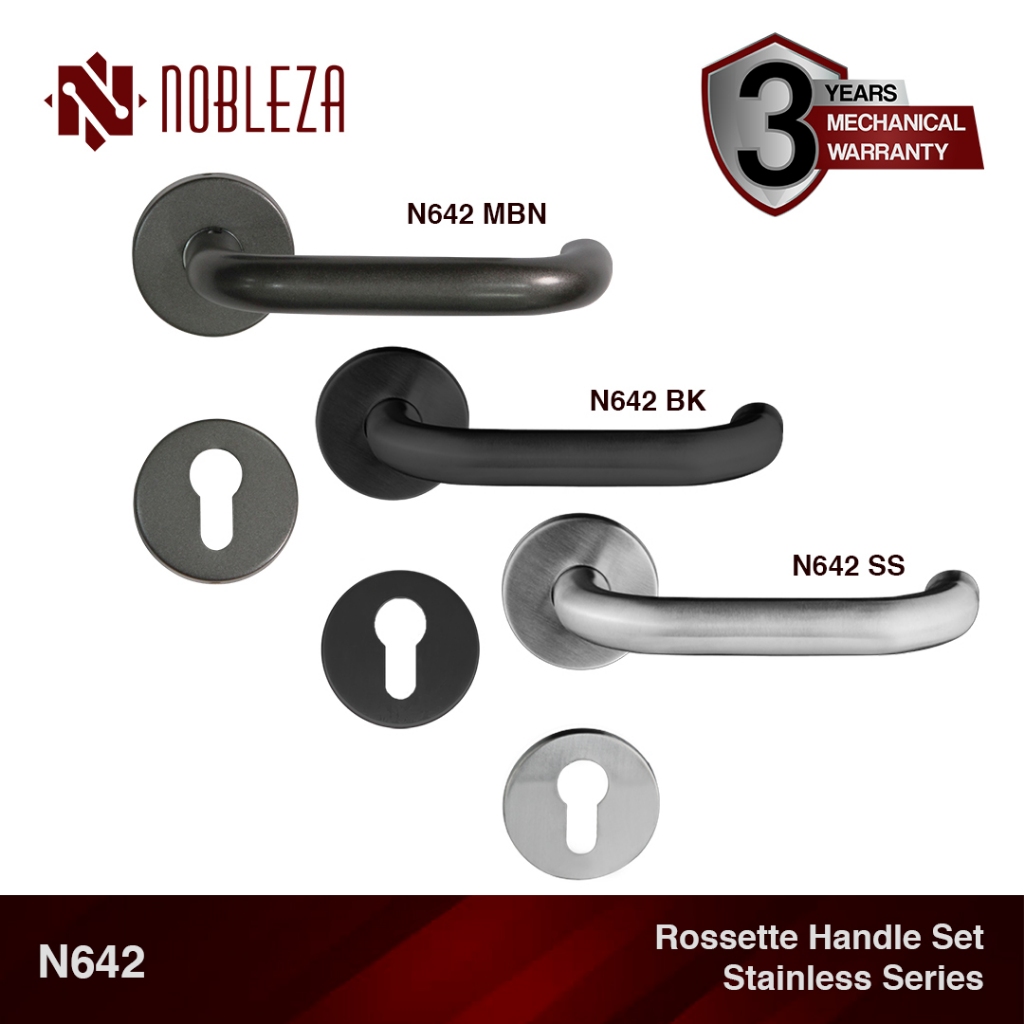 NOBLEZA Rosette Kunci Pisah Handle Gagang Pintu Stainless Matte Black Nikel N642