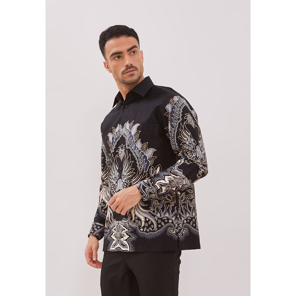 Alisan Kemeja Lengan Panjang Batik Kombinasi 10781 Biru Slimfit