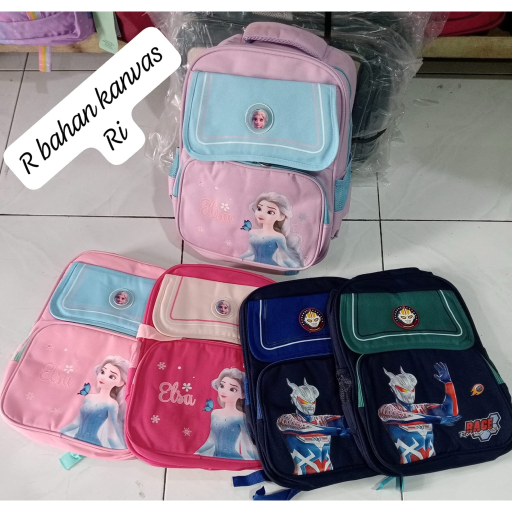 Tas Ransel Anak Perempuan Frozen Ultraman Elsa Lampu Premium