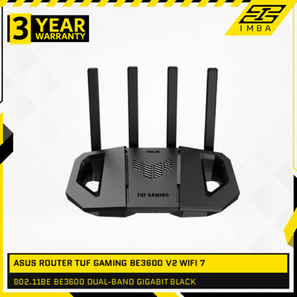 ASUS ROUTER TUF GAMING BE3600 V2 WIFI 7 802.11BE BE3600 DUAL-BAND GIGABIT BLACK
