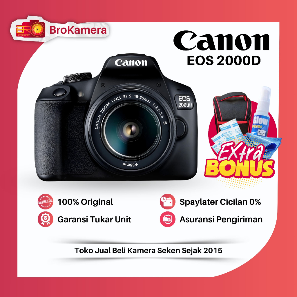 KAMERA CANON EOS 2000D WIFI - 100% ORIGINAL BERGARANSI - NOT CAMERA DSLR 700d 1500D