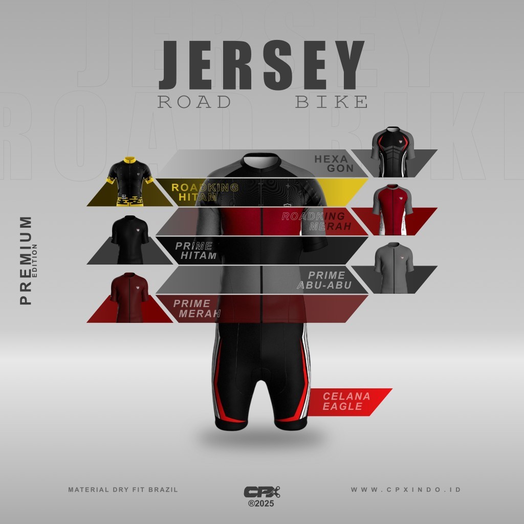 Baju Jersey Sport Sepeda RoadBike Pria Tangan pendek CPX Roadking full print