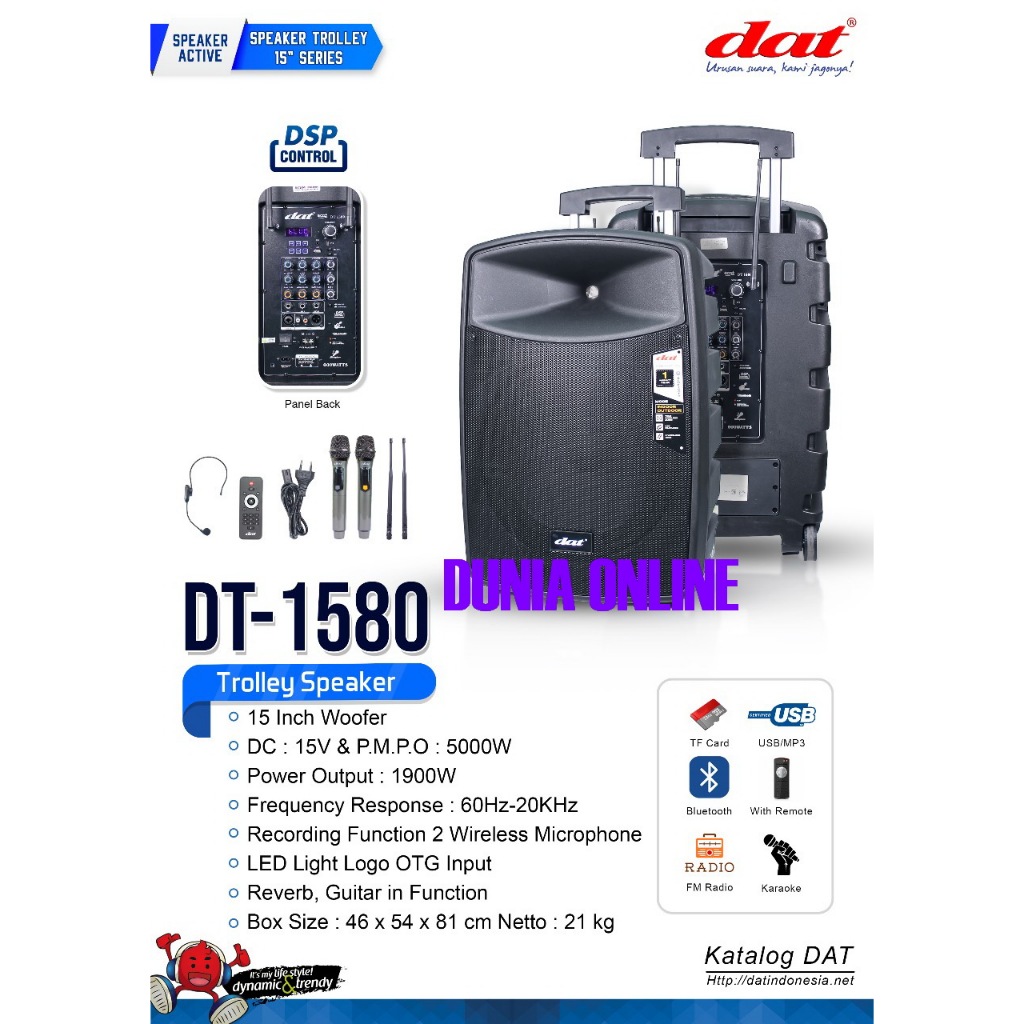 SPEAKER PORTABLE 15 INCH DAT DT-1580 I DT 1580 I DAT DT1580 ORIGINAL DAT