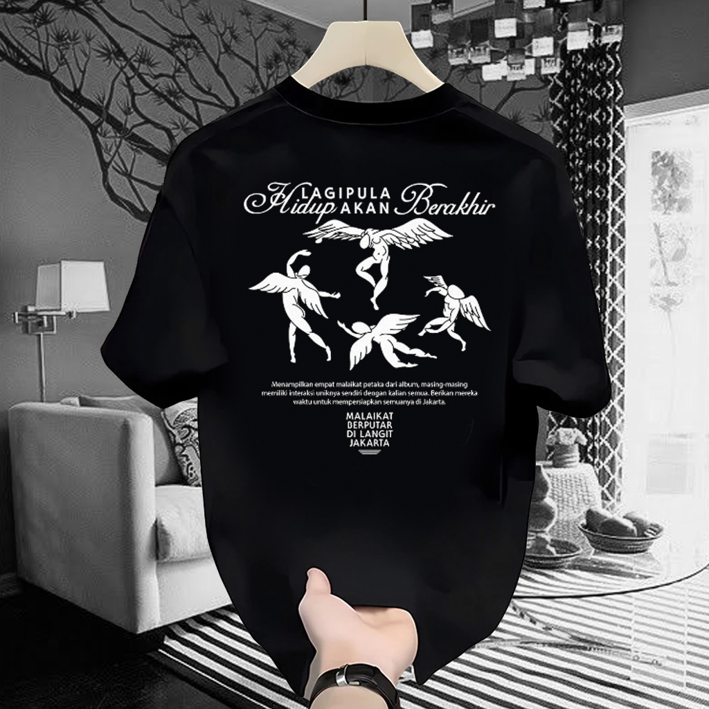 【✅COD】MERCH KAOS HINDIA BASKARA DESAIN MALAIKAT DIATAS KOTA JAKARTA Clothing T-shirt Baju Cotton Com