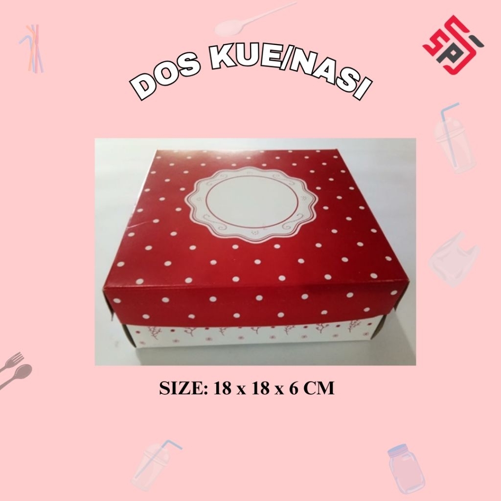 Dos Kue/Nasi Motif Polkadot isi 10 pcs