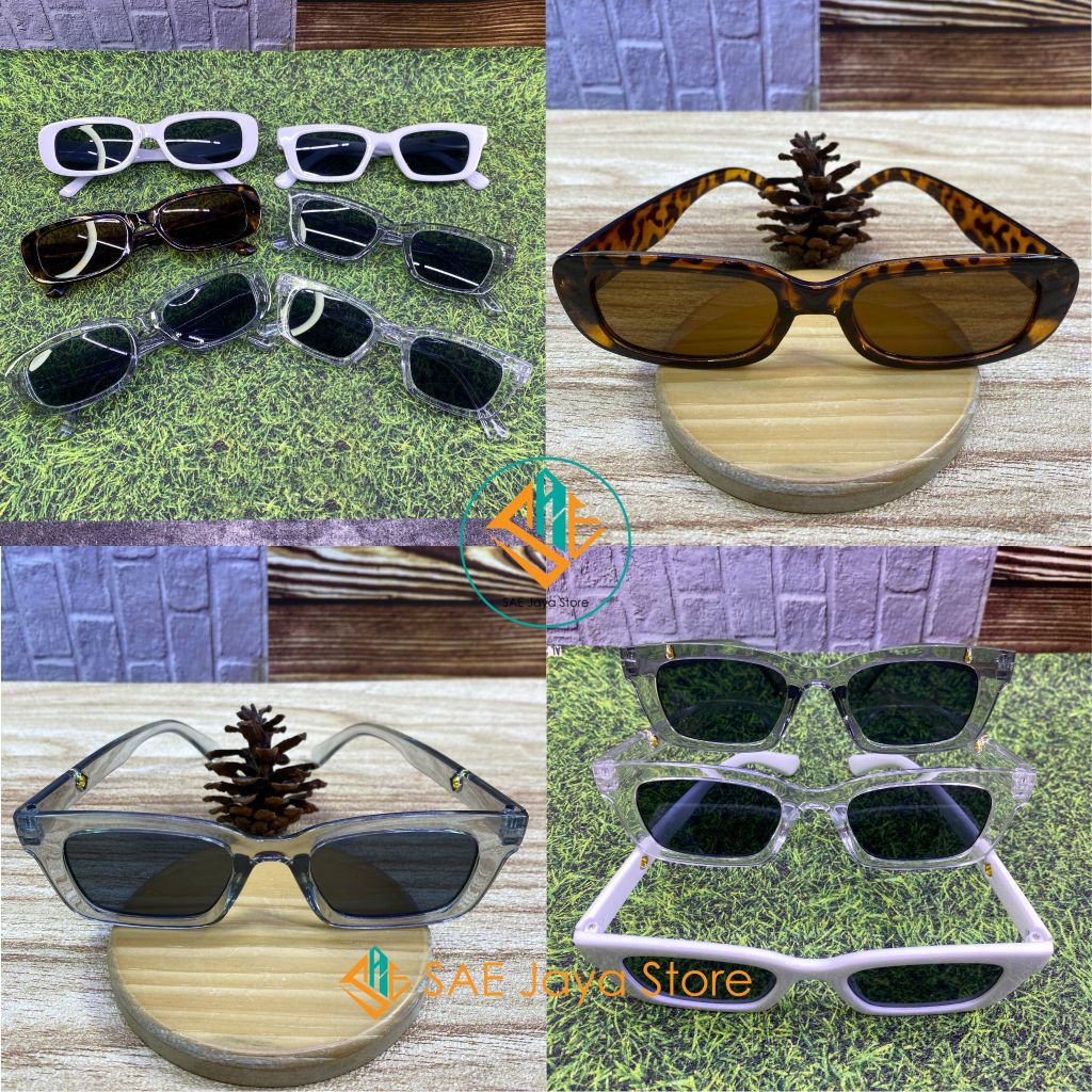SAE - KACAMATA DEWASA HITAM RETRO MODEL KOTAK DAN PERSEGI PANJANG / KACAMATA DEWASA PRIA WANITA