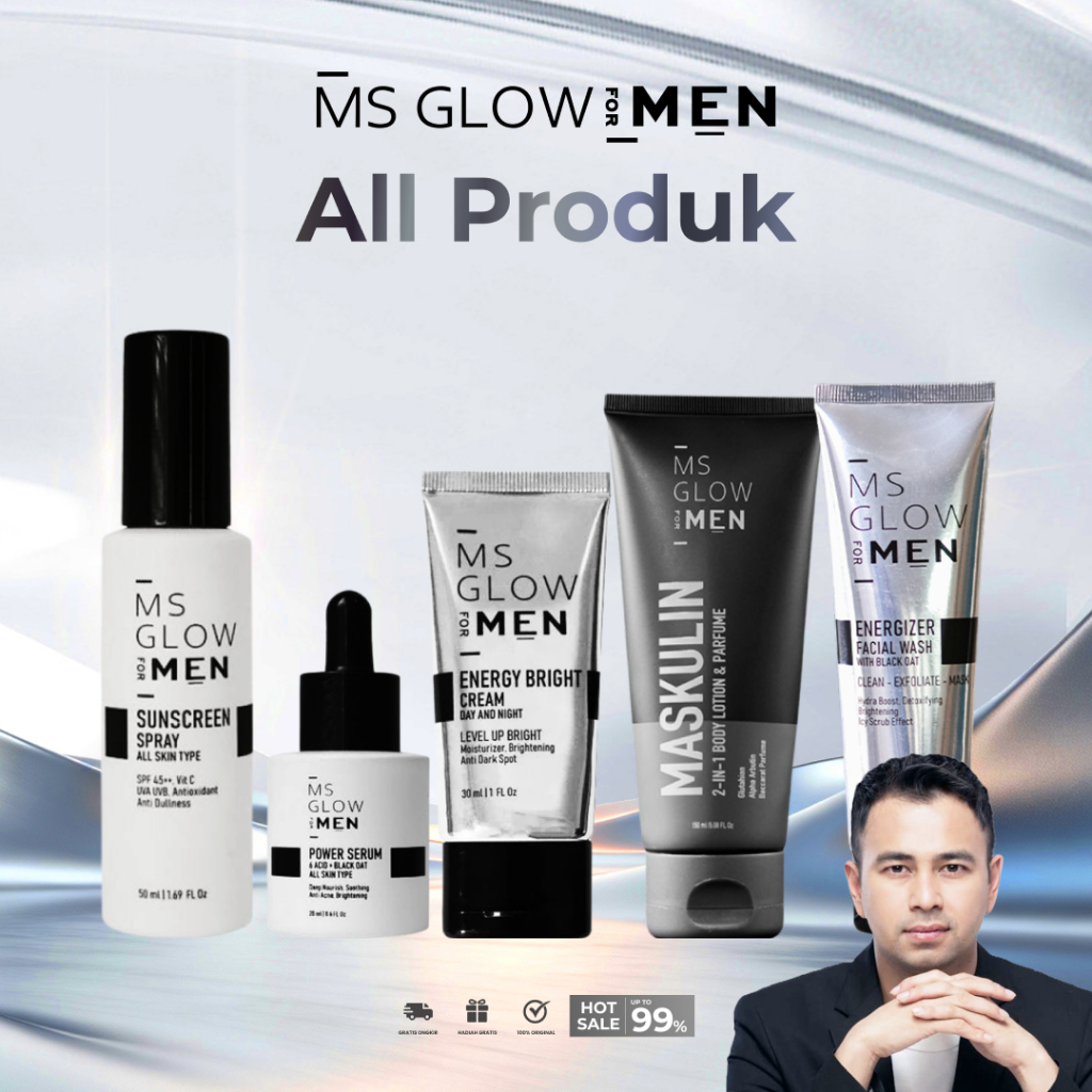MS GLOW FOR MEN ECERAN ALL IVARIAN PERAWATAN WAJAH PRIA MENCERAHKAN KULIT GLOWING ORIGINAL COD