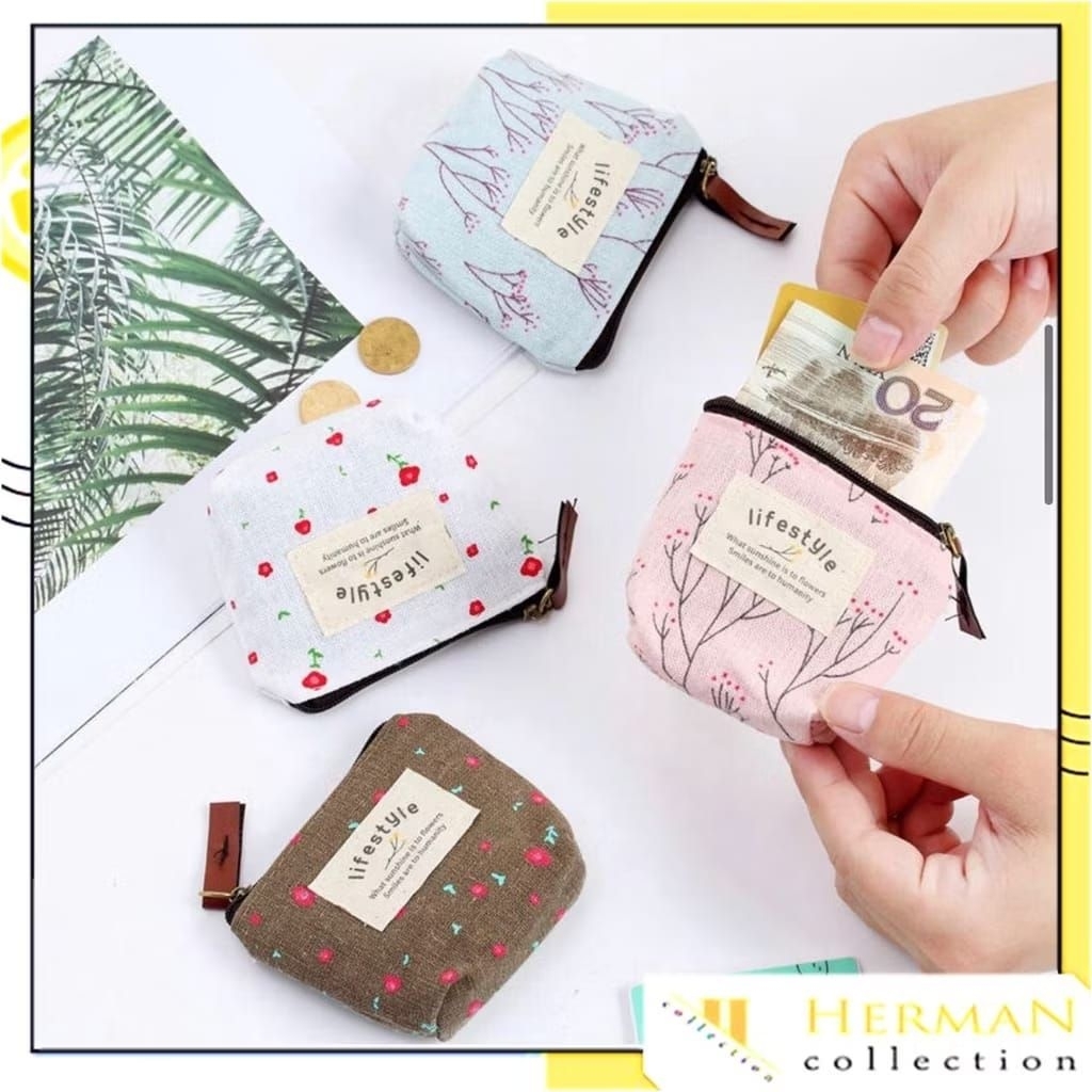 [moon baby] Pouch dompet resleting serbaguna dompet kanvas uang