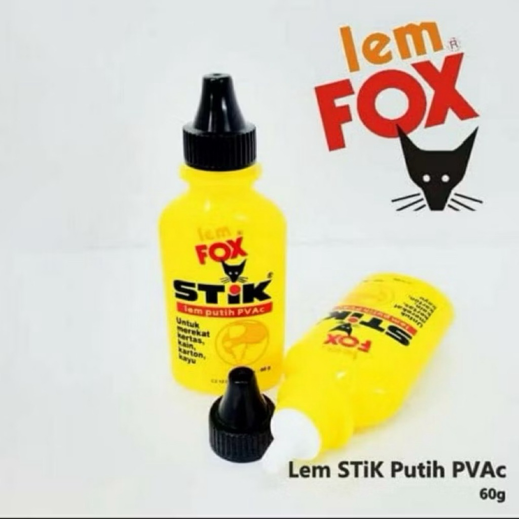 Lem Fox Stik PVAc Botol Kuning 60 gr