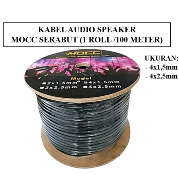 Kabel Speaker Audio Serabut Tembaga MOCC 4x1,5mm / 4x2,5mm (1 Roll)/Kabel Audio Sound System MOCC