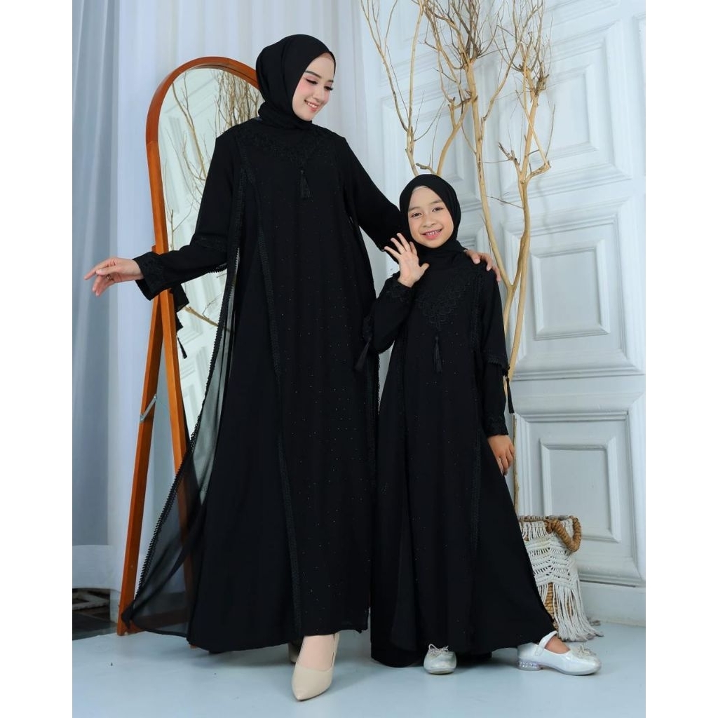 ABAYA HITAM PUTIH COUPLE IBU DAN ANAK