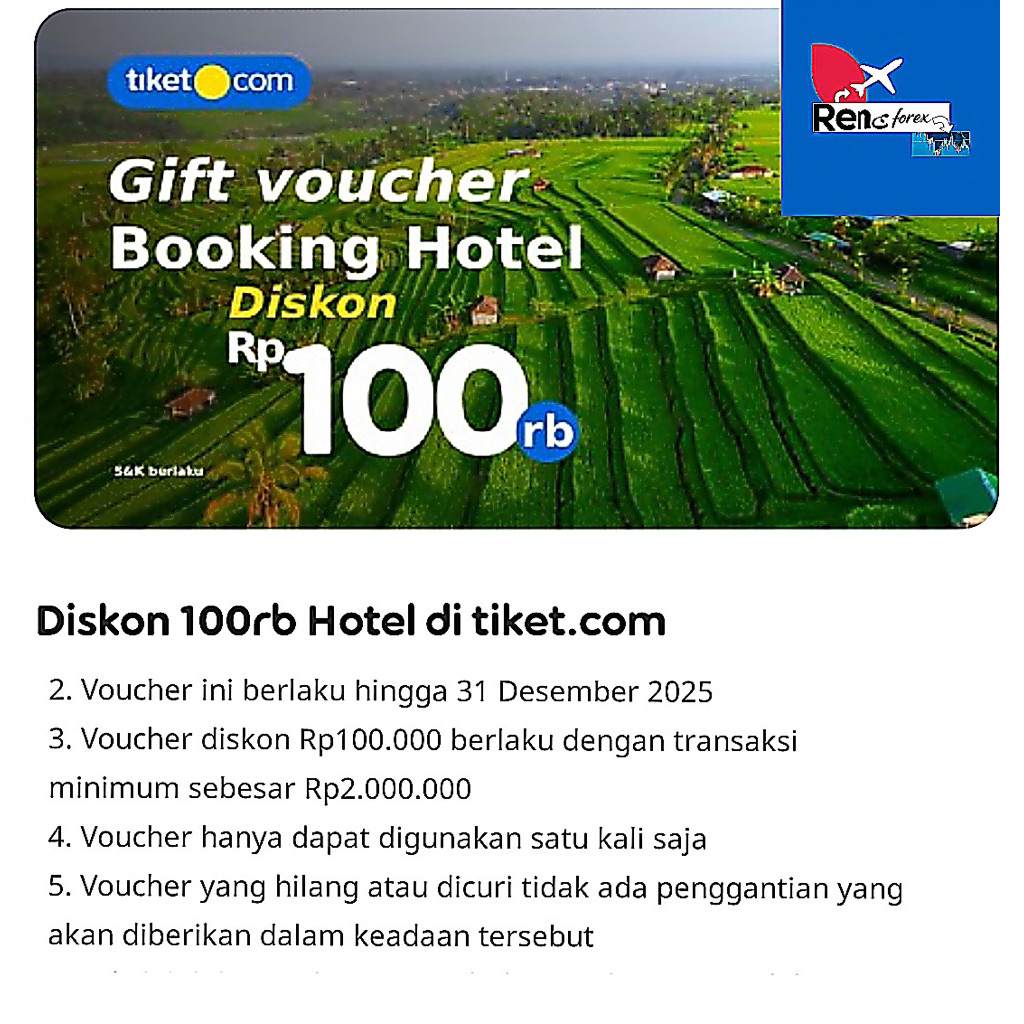 VOUCHER TIKET COM UNTUK HOTEL 100rb