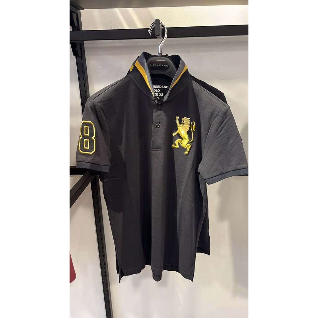 Giordano Polo Shirt Man Lion 3D Signature Black Giordano Size S M L XXL