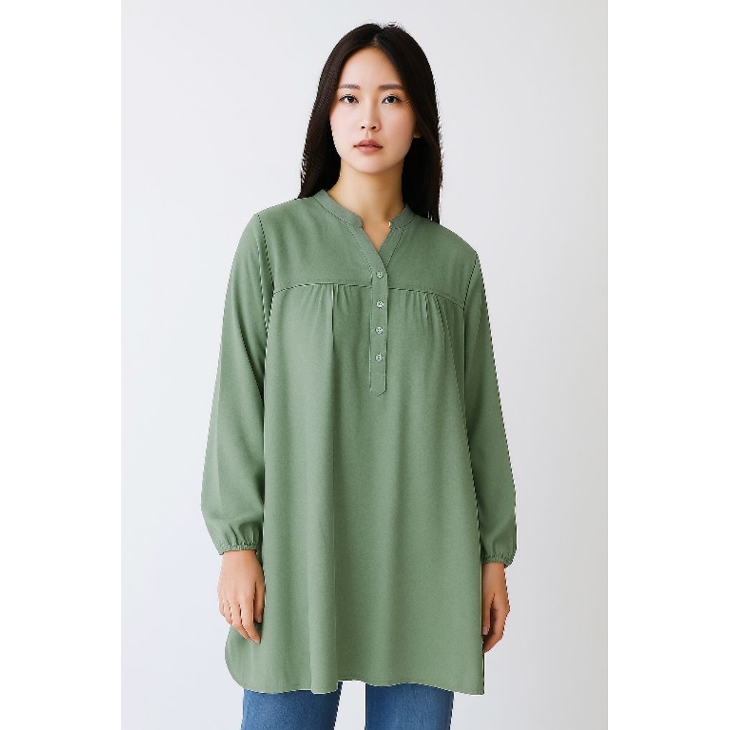 BLOUSE ATASAN POLOS JUMBO KATUN VISCOSE WARNA SAGE