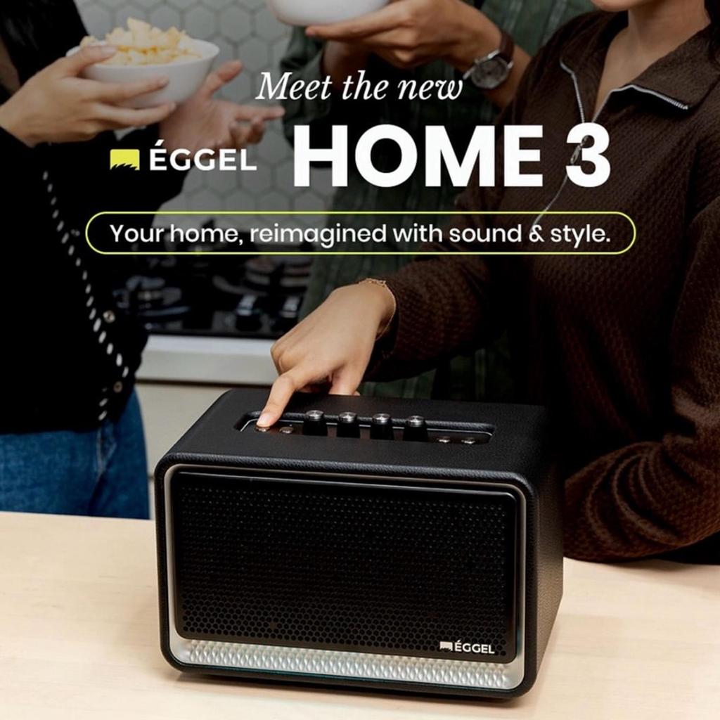 Eggel Home 3 Speaker Bluetooth 5.3 Multi Color Ambient Light ,Dual EQ Mode AUX,Mic guitar&Karaoke