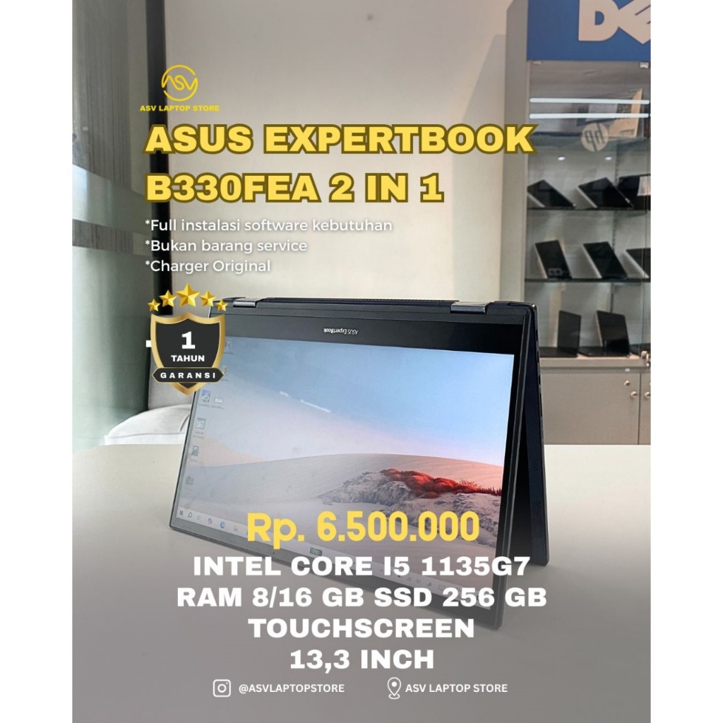 ASUS EXPERTBOOK B330FEA CORE i5 1135G RAM 8GB 16GB SSD 256 TOUCHSCREEN 13 INCH LAPTOP 2 IN 1 ORIGINA