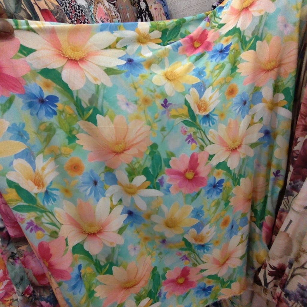 KAIN RAYON VISCOSE PREMIUM MOTIF BUNGA BESAR - KAIN RAYON MOTIF KEMBANG BESAR HARGA PERSETENGAH METE