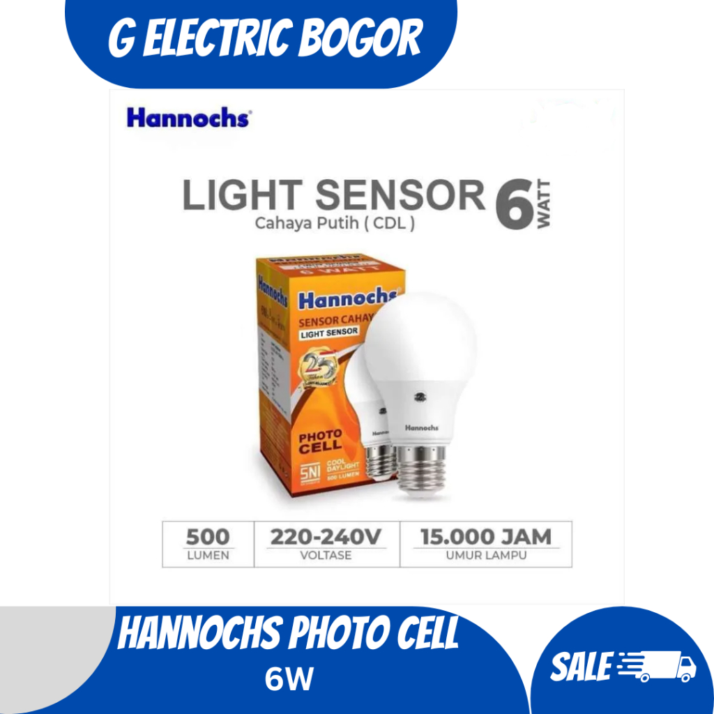 Led Hannochs Light Sensor 6w - Lampu Sensor Cahaya Hannochs Photo Cell