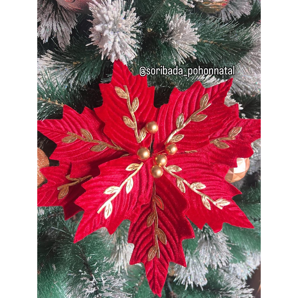 Bunga Baldu Hiasan Pohon Natal | Bunga Natal | Dekorasi Natal | Hiasan Natal | Perlengkapan Natal