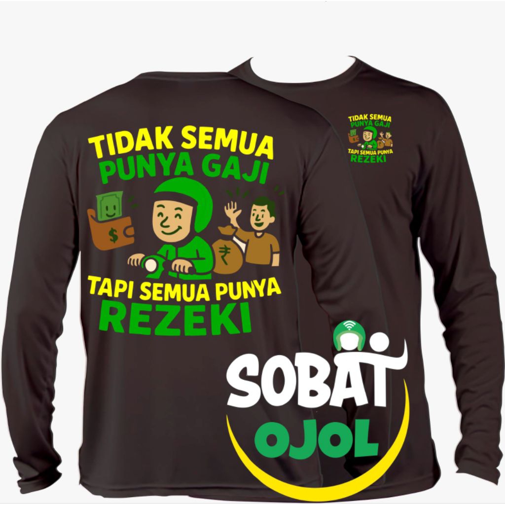 KAOS OJOL MOTIVASI UNIK PRIA WANITA UNISEX HITAM LENGAN PANJANG LENGAN PENDEK KEREN