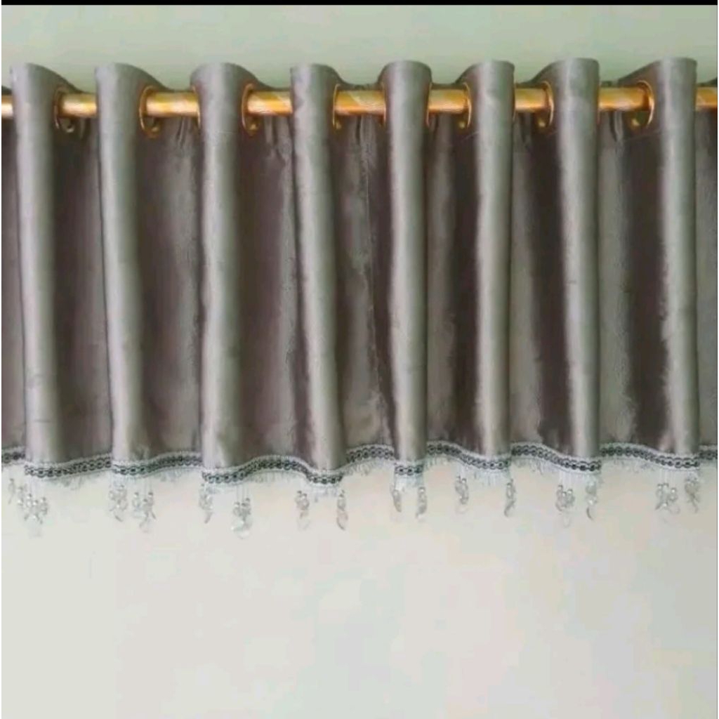 Gorden poni tinggi 50 cm renda kristal/polos minimalis mewah