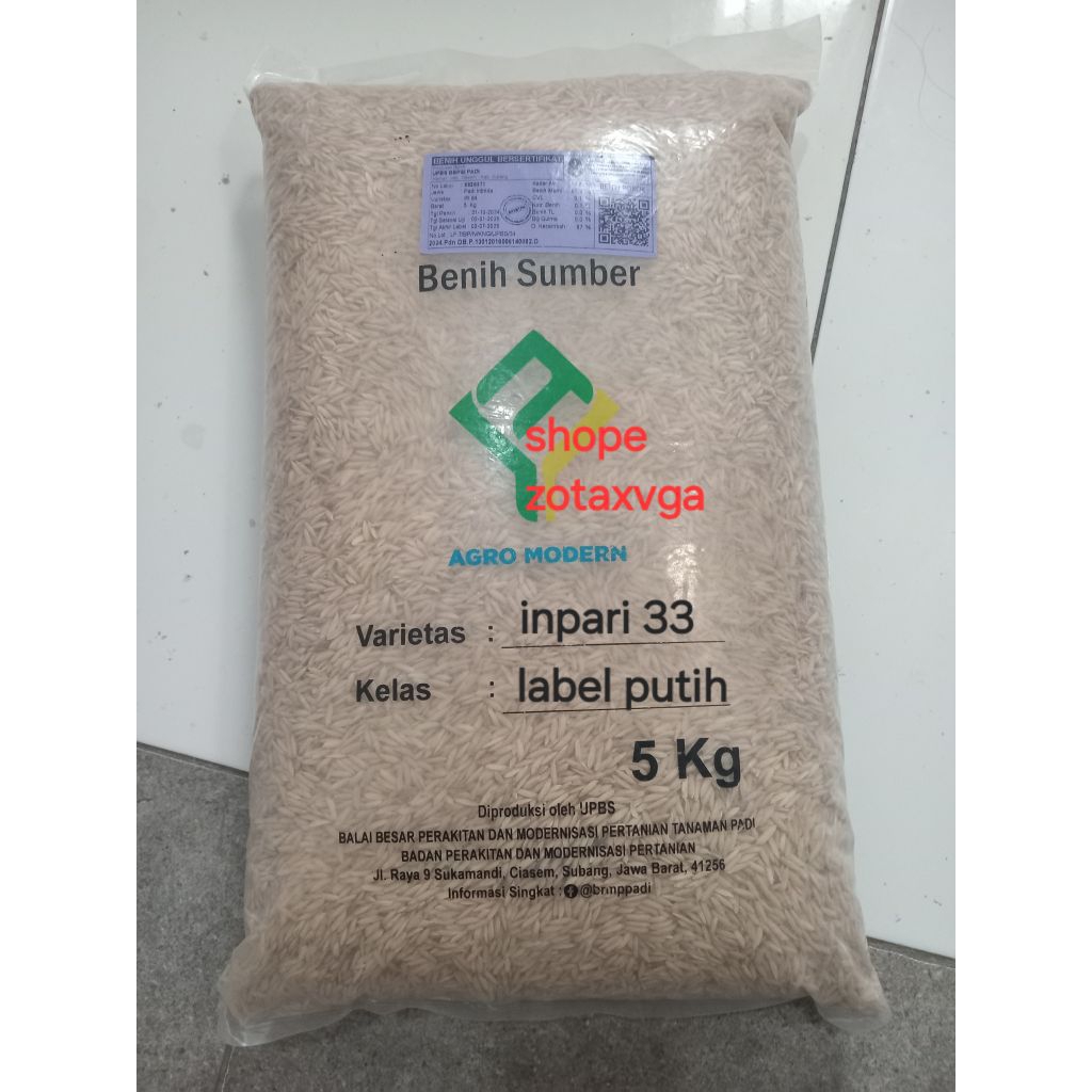 benih padi inpari 33 label putih