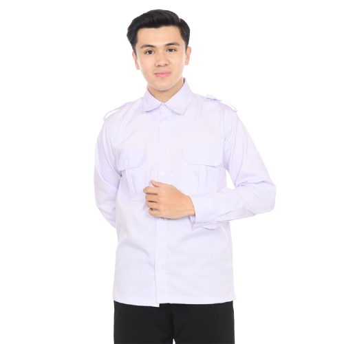 Baju Atasan Pria Kemeja Putih PDH Pns Guru Asn Lengan Panjang