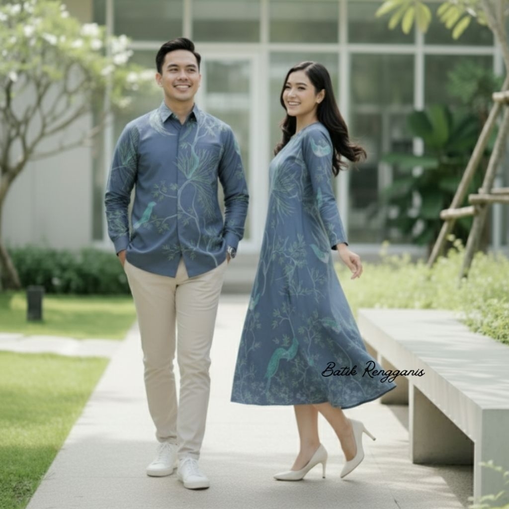 Couple Batik Harmoni Biru – Baju Pasangan Kondangan Elegan Modern Premium