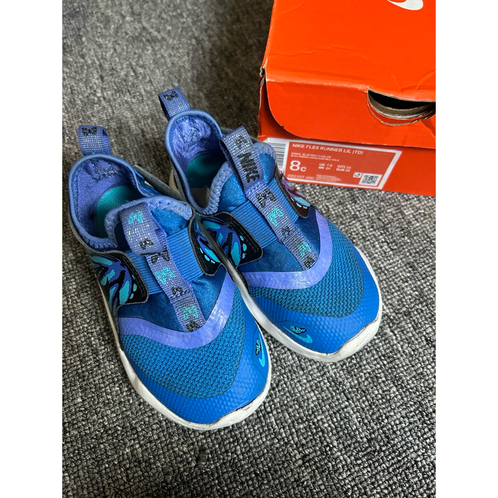 Sepatu anak Nike Flex runner biru butterfly