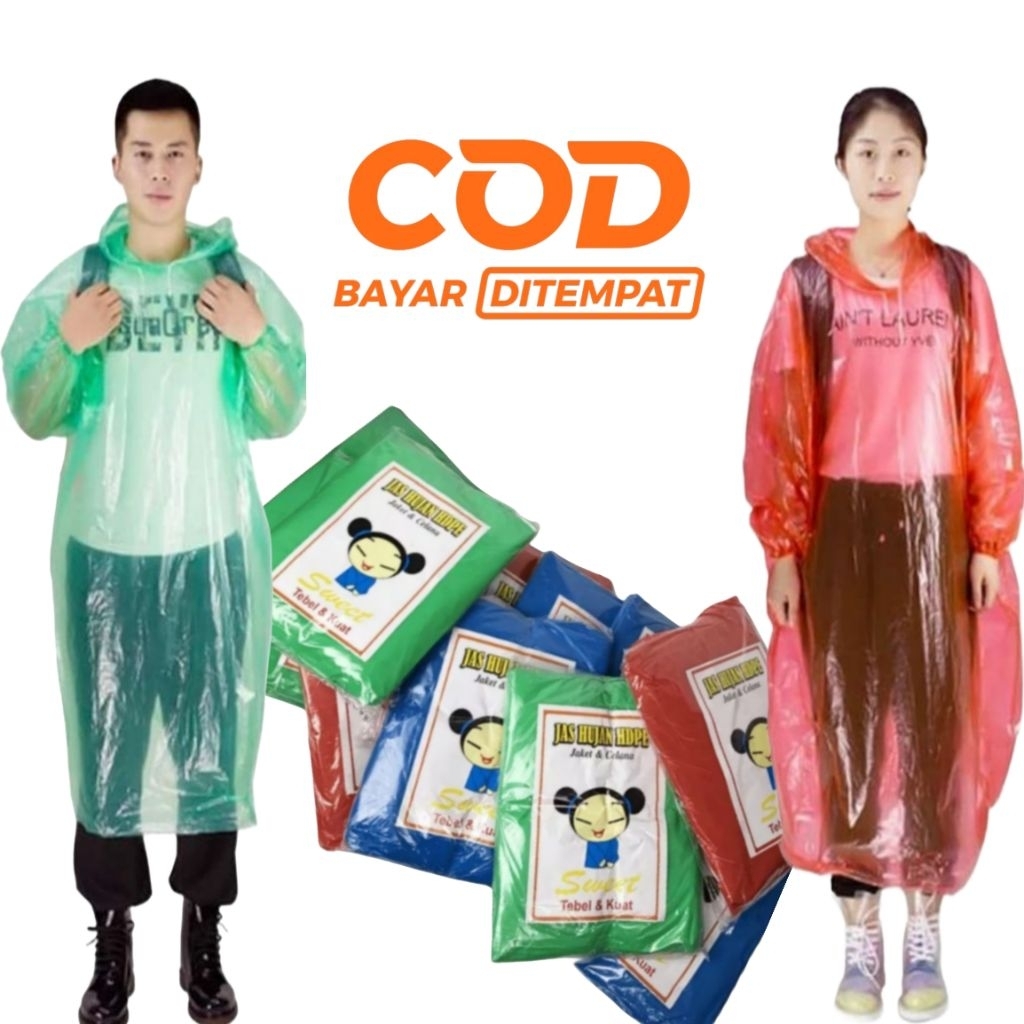Jas Hujan Ponco Lengan // Jas Hujan Plastik Tebal