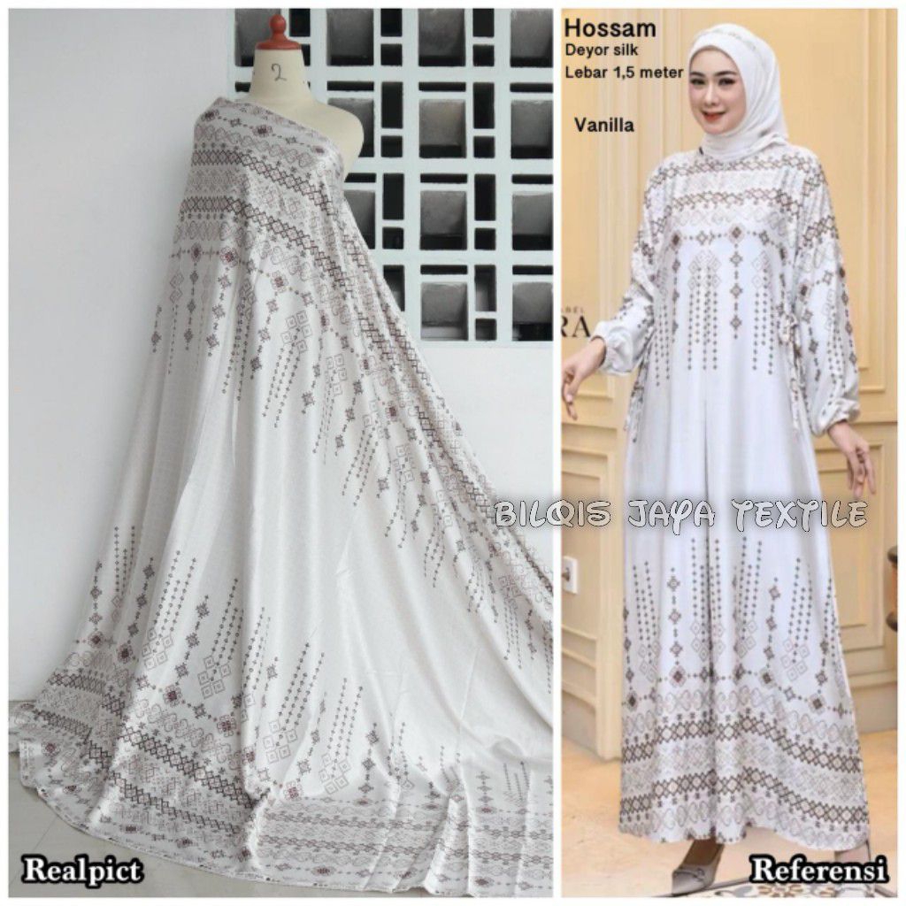 Dr Silk Original Motif HOSSAM//Kain Motif Etnik//Baju Couple Lebaran// Kain Meteran Murah